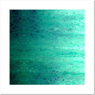 Teal Abstract Sea Paint Posters and Art